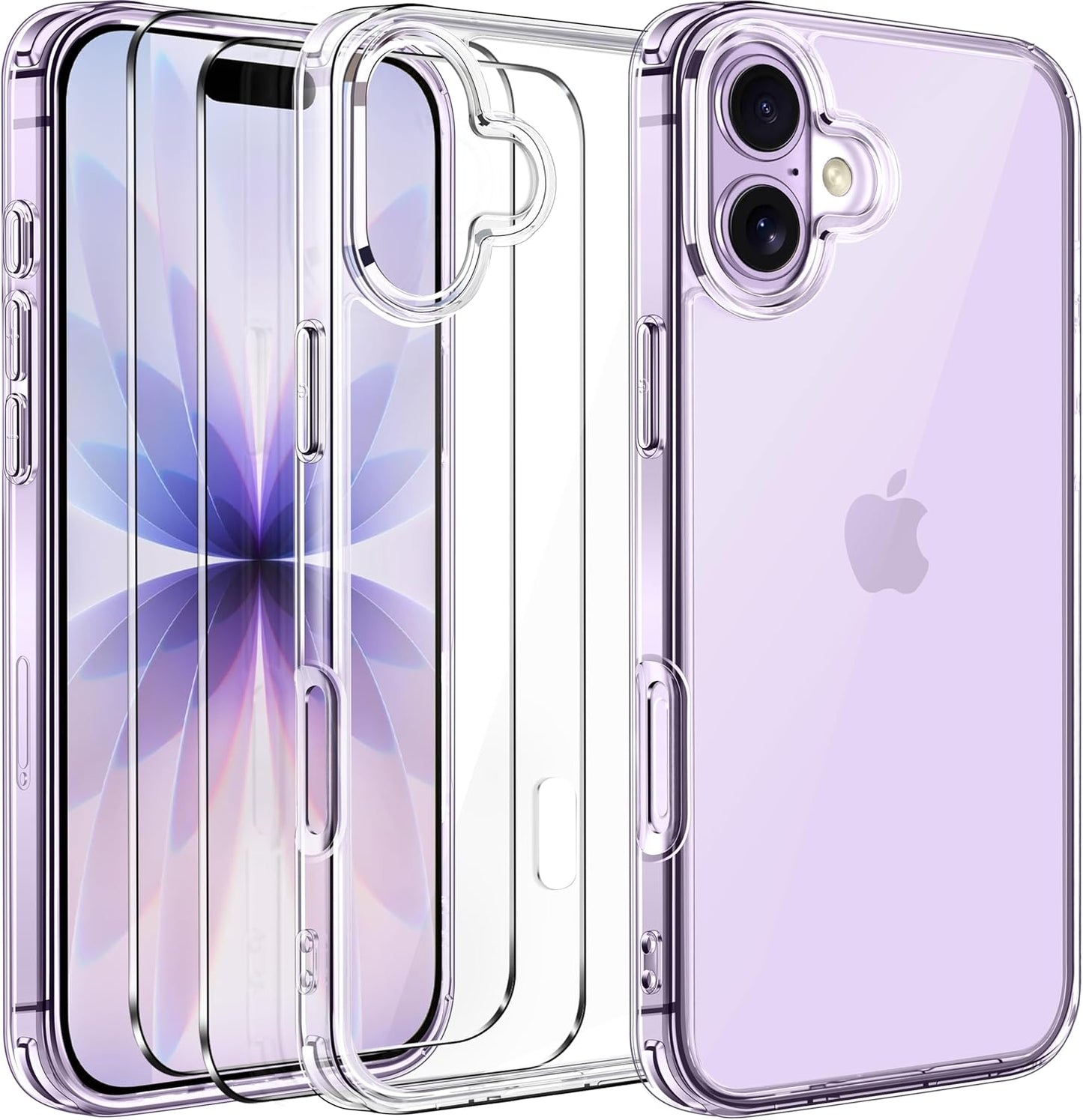 Clair Coque Pour Iphone 17, Avec 2 Pièces Verre Trempé, Anti-Jaunissement Protection Militaire Étui De Mince Bumper Housse - Transparente