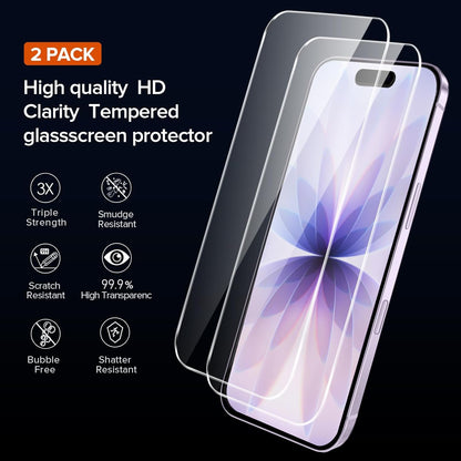 Clair Coque Pour Iphone 17, Avec 2 Pièces Verre Trempé, Anti-Jaunissement Protection Militaire Étui De Mince Bumper Housse - Transparente